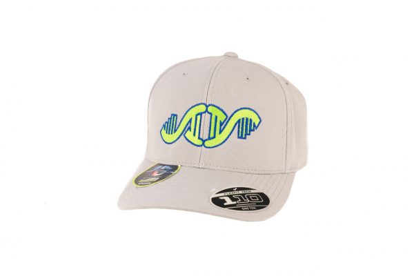 HustFlexFit110.004.01.1-Chp-Athletics-Hustle-Man-Flex-Fit-110-Hat-Gray-with-Lime-Green-and-Blue-Outline-Embroidery